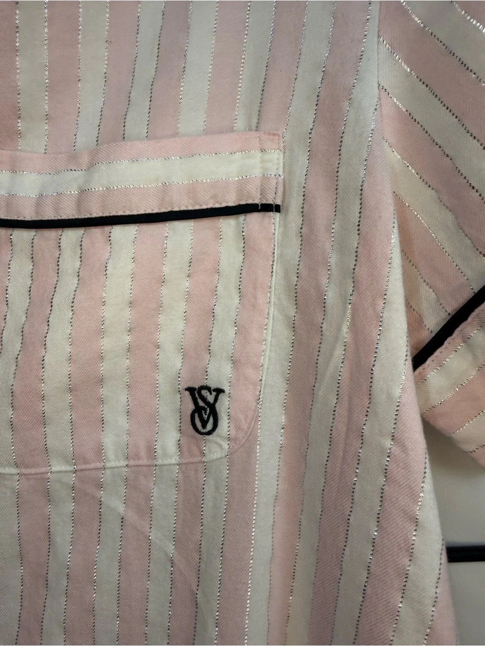 Victorias Secret Pink Stripe Short Pajama Set with Black Trim - Picture 4 of 10